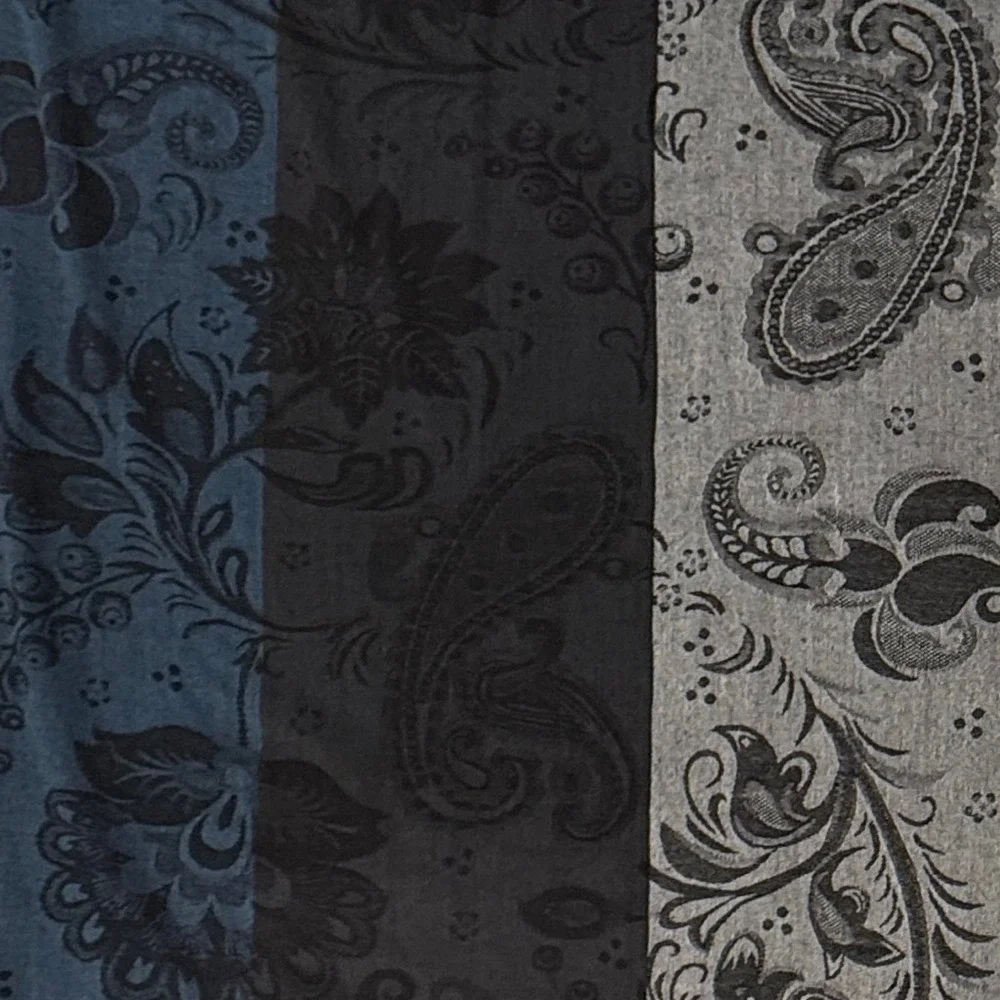 West Loop Scarf Fringe Paisley Floral Long Blue‎ Grey Black Pashmina Wrap